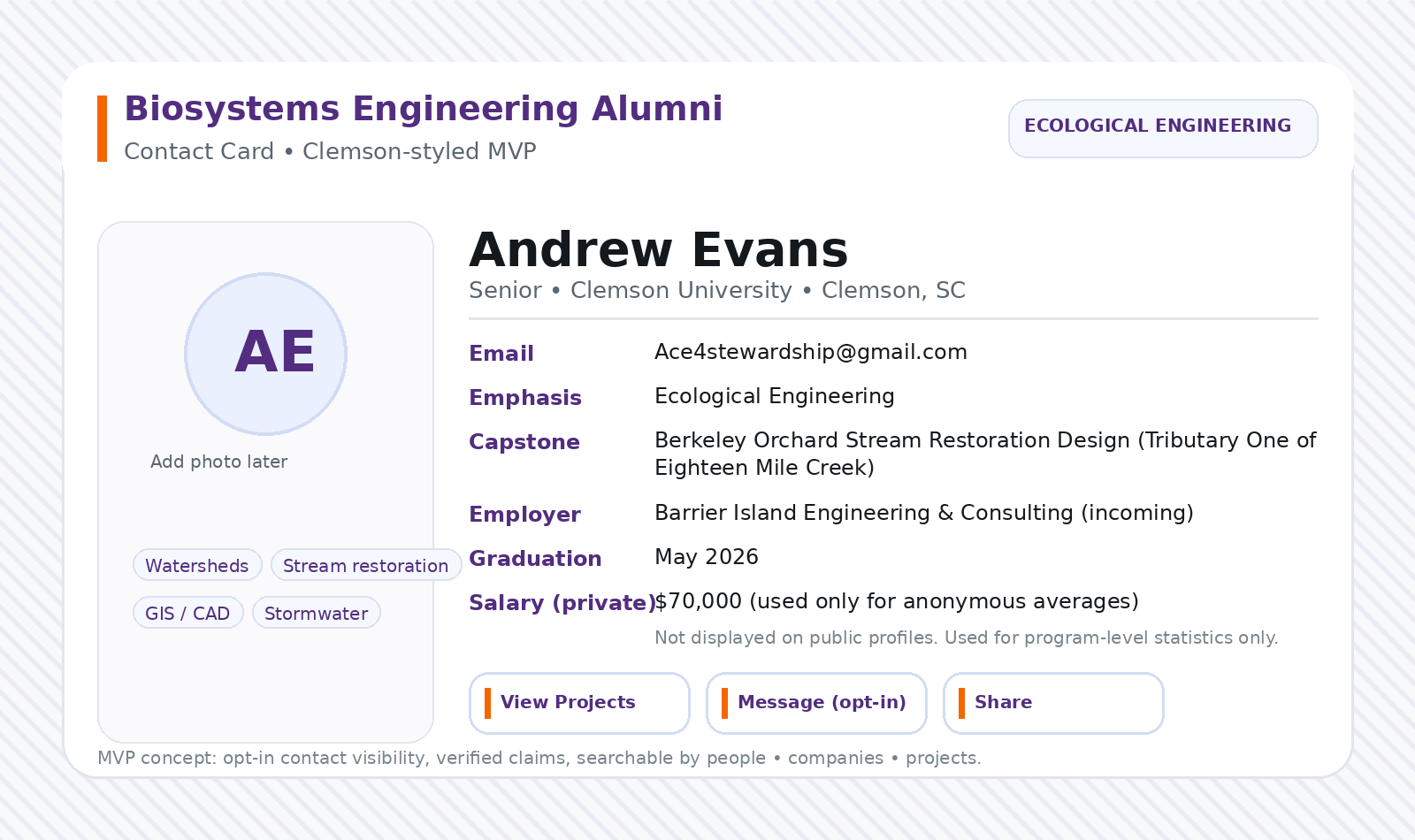EEES Alumni Network contact card