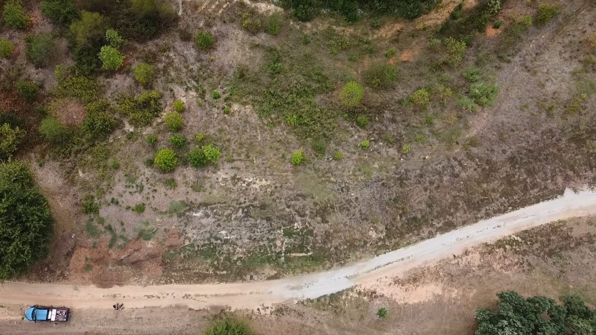 Aerial drone view of Hunnicutt Food Forest site — September 2024