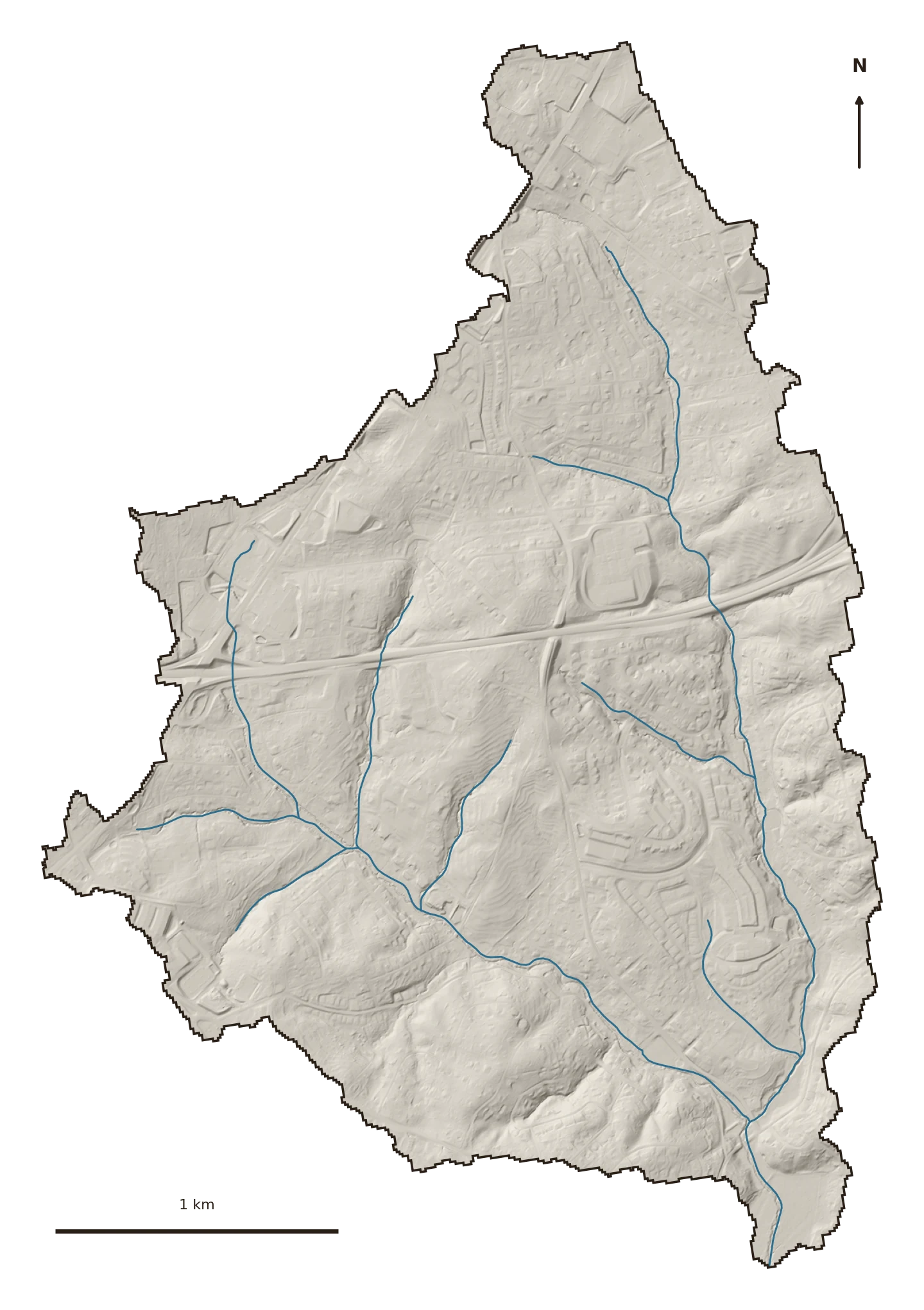 Terrain and stream map of Berkeley Creek
