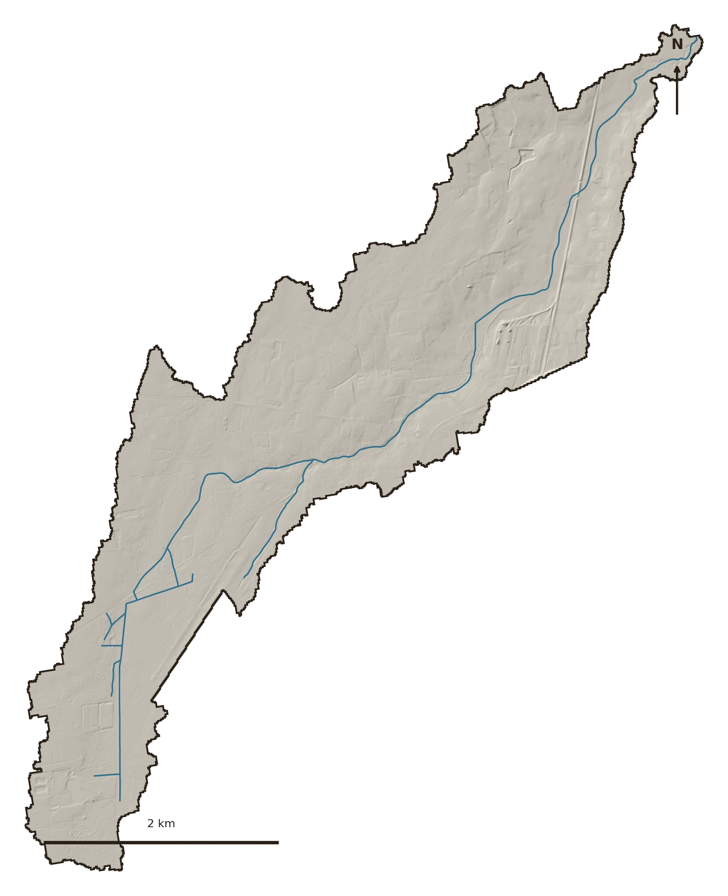 Terrain and stream map of California Branch