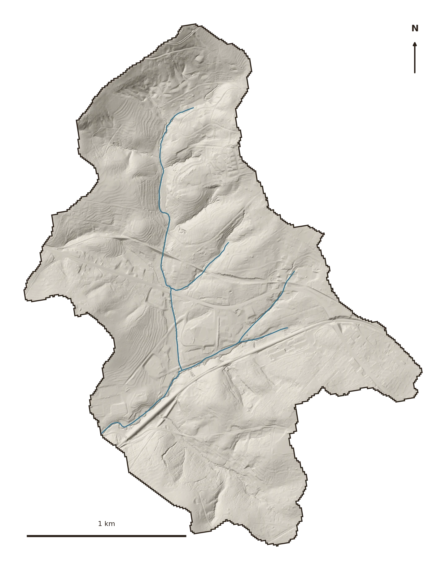 Terrain and stream map of Golden Creek